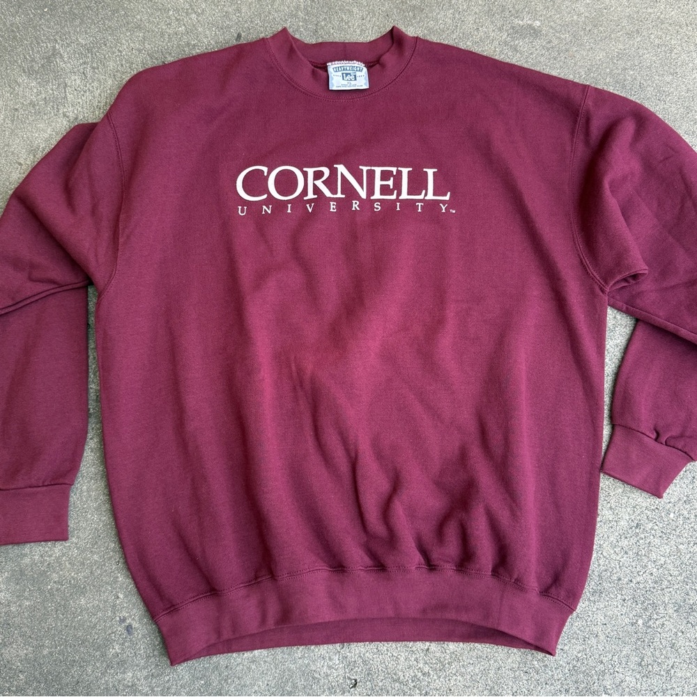 90s Vintage Mades in USA Cornell University Lee Burgundy Crewneck Sweater SizeXL
